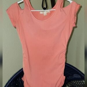 Boston Proper Coral Cold Shoulder Top sz S